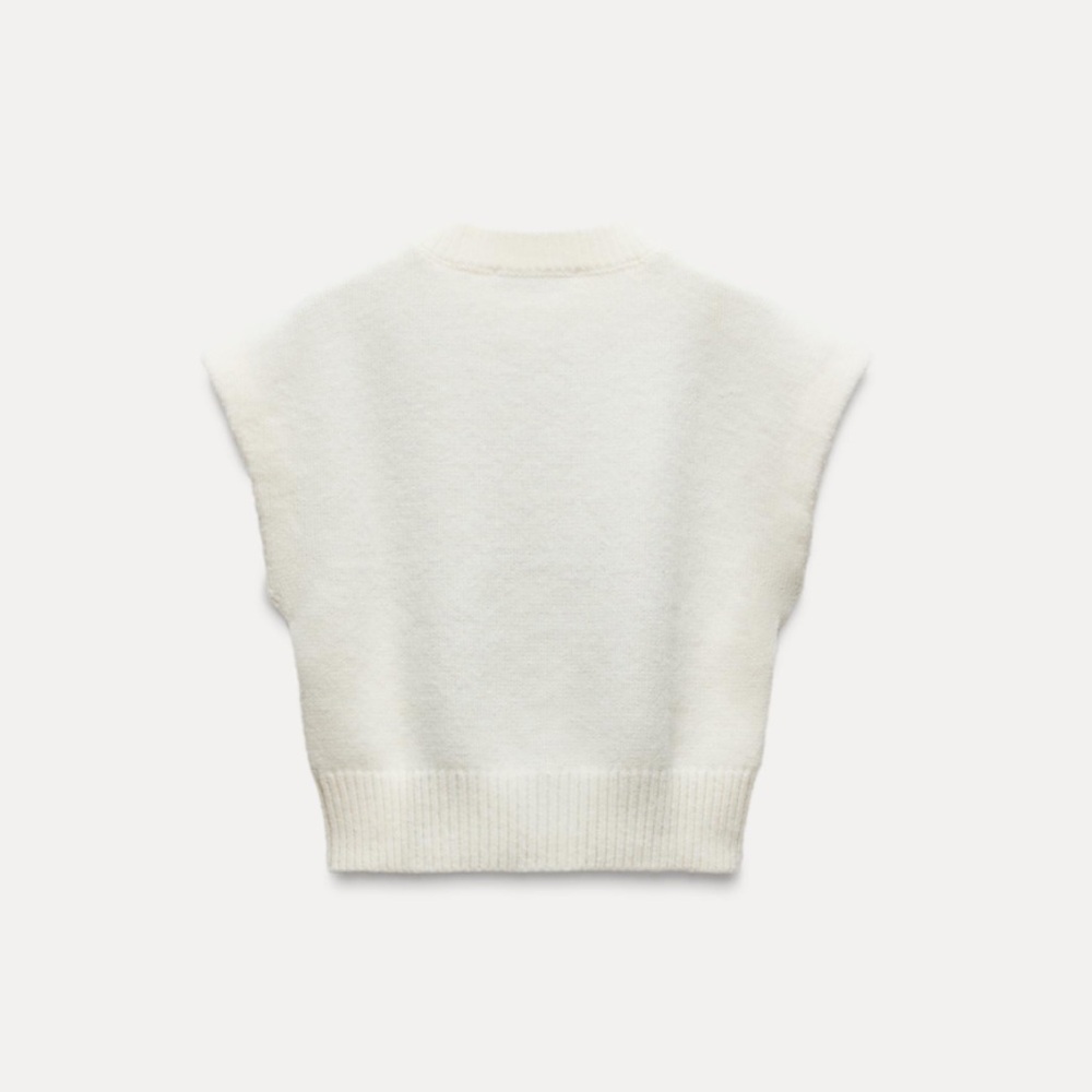 ZARA Two-Tone Knit Cropped Sweater Vest - Picture 8 of 10